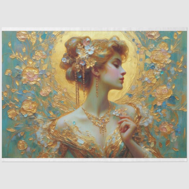 Le Femme Art Nouveau Beauty Romance Decoupage Tissue Paper (Front)