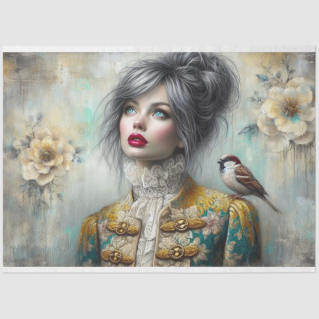 Le Femme & Sparrow Beauty Fleur Decoupage Tissue Paper (Front)