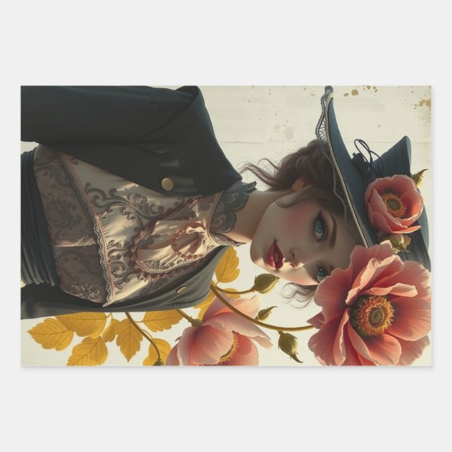 Le Femme Wrapping Paper Flat Sheet Decoupage (Front)