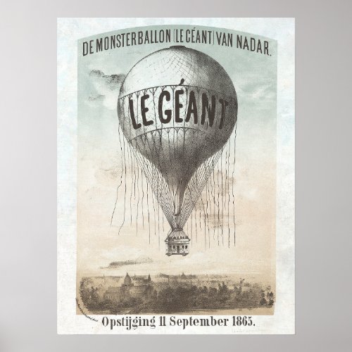 LE GEANT FRENCH BALLOON DECOUPAGE PRINT