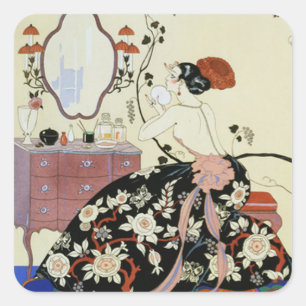 Le Grand Decolletage by George Barbier, Art Deco Square Sticker