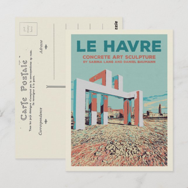 Le Havre concrete art sculpture on beach France Postcard (Front/Back)