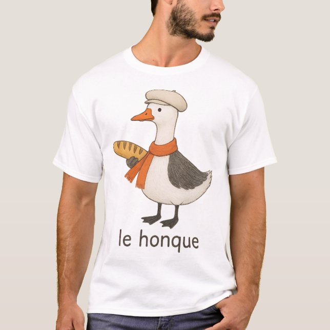 Le Honque Funny French Goose T-Shirt (Front)