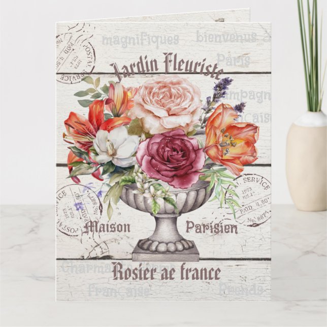 Le Jadinier Bouture plantes Rustic french wood Card (Front)