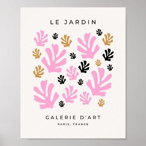 Le Jardin 01 Botanical Pink And Gold Modern Leaves Poster