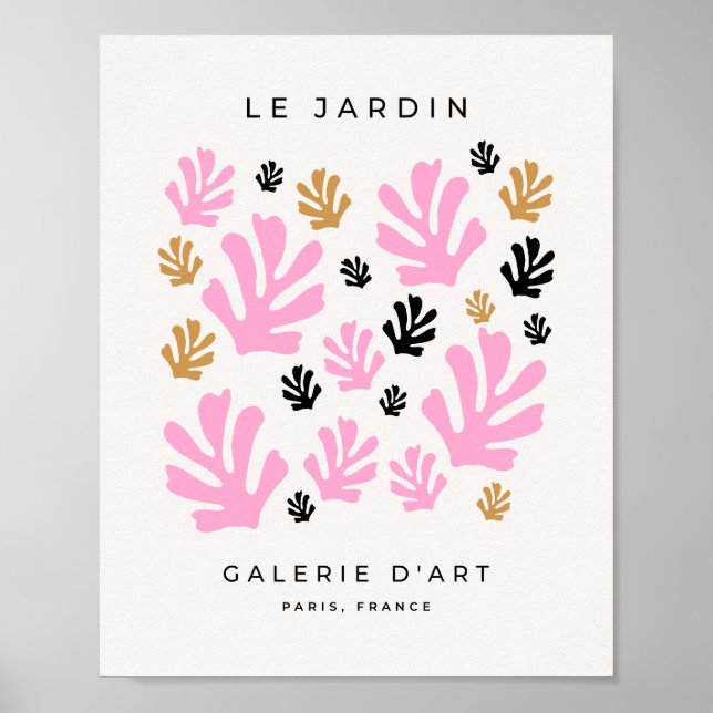 Le Jardin 01 Botanical Pink And Gold Modern Leaves Poster (Front)