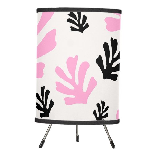 Le Jardin 01 Botanical Pink And Gold Modern Leaves Tripod Lamp