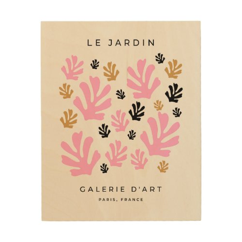 Le Jardin 01 Botanical Pink And Gold Modern Leaves Wood Wall Art