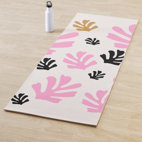 Le Jardin 01 Botanical Pink And Gold Modern Leaves Yoga Mat