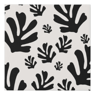 Le Jardin 02 Botanical Black White Modern Leaves Faux Canvas Print