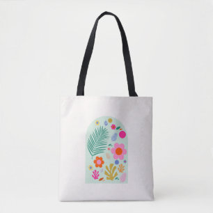 Le Jardin 03 Abstract Floral Green Pink Flowers Tote Bag