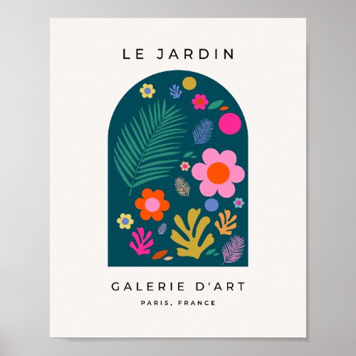 Le Jardin 05 Abstract Flowers Navy Blue Floral Poster