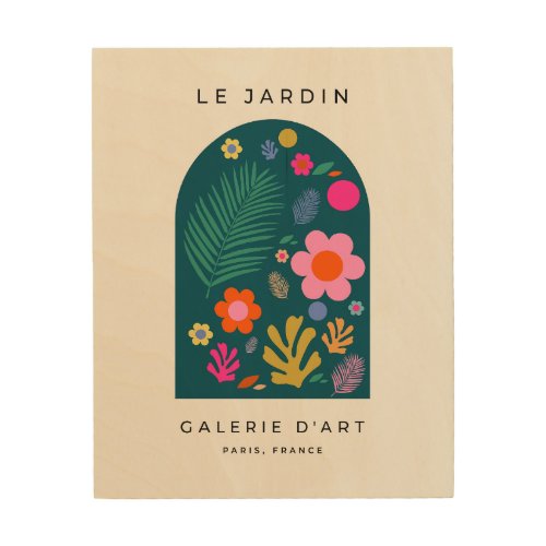 Le Jardin 05 Abstract Flowers Navy Blue Floral Wood Wall Art