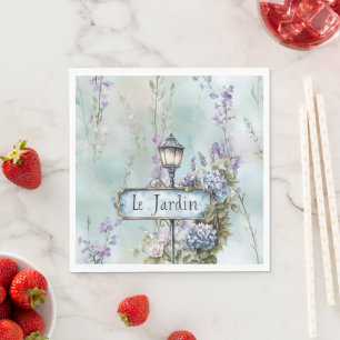 Le Jardin Pretty Purple Flowers Bridal Shower Napkins