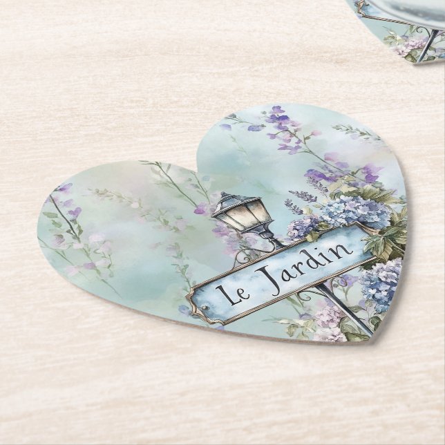 Le Jardin (the garden) Pretty Purple Flowers  Paper Coaster (Angled)