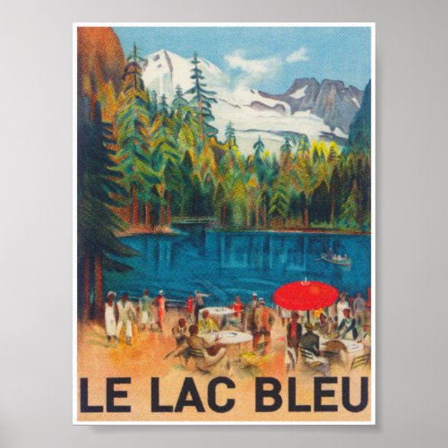 Le Lac Bleu Switzerland Vintage Travel Poster