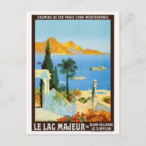 Le Lac Majeur France Vintage Poster 1913 Postcard