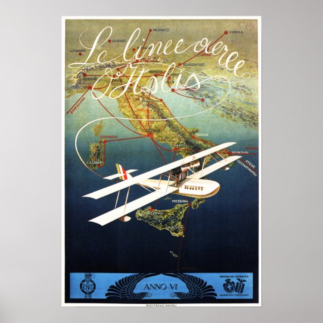 LE LINEE ITALY Airlines Airplane Europe Travel Ad Poster (Front)