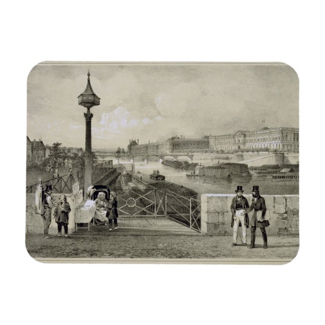 Le Louvre, engraved by Auguste Bry (engraving) Magnet (Horizontal)