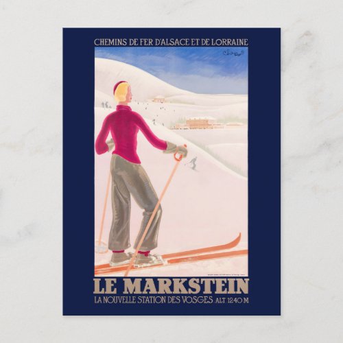 Le Markstein France Vintage Poster 1930 Postcard