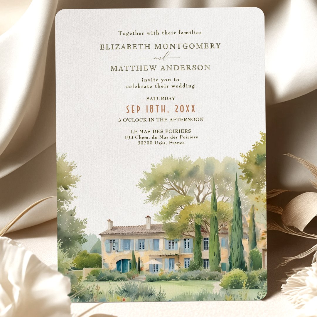  Le Mas des Poiriers Provence Garden Wedding                    Invitation