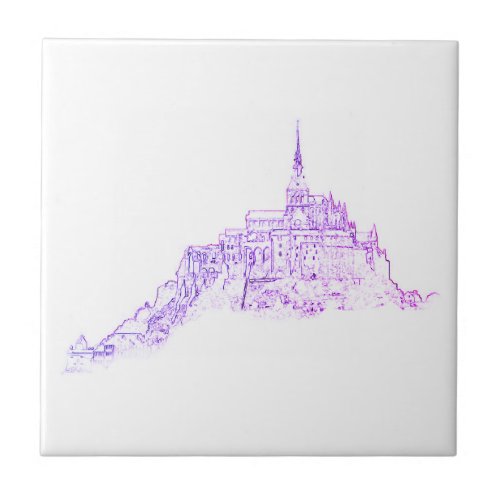 Le Mont Saint Michel France Architecture Sketch Ceramic Tile