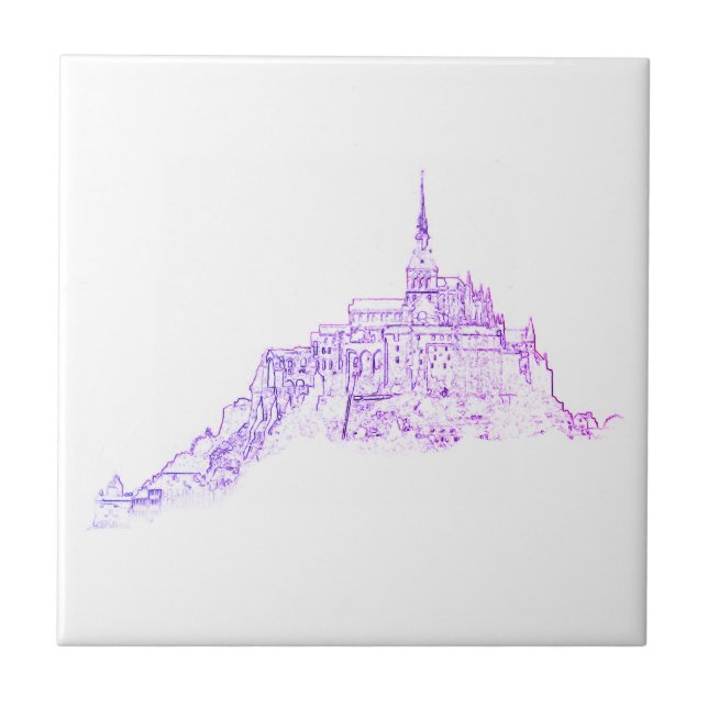 Le Mont Saint Michel France Architecture Sketch Ceramic Tile (Front)