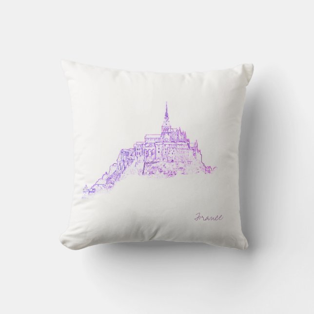 Le Mont Saint Michel France Architecture Throw Pillow (Front)