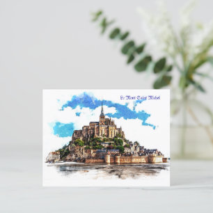 Le Mont Saint Michel in Normandy, France. Postcard