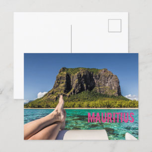 Le Morne Brabant Mauritius view from boat at sea Holiday Postcard