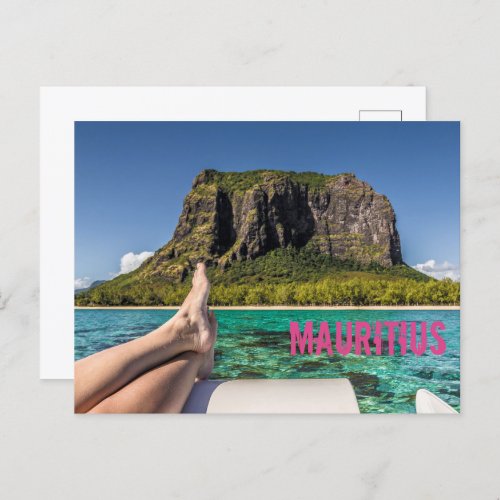 Le Morne Brabant Mauritius view from boat at sea Holiday Postcard