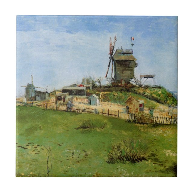 Le Moulin de la Galette by Vincent van Gogh Ceramic Tile (Front)