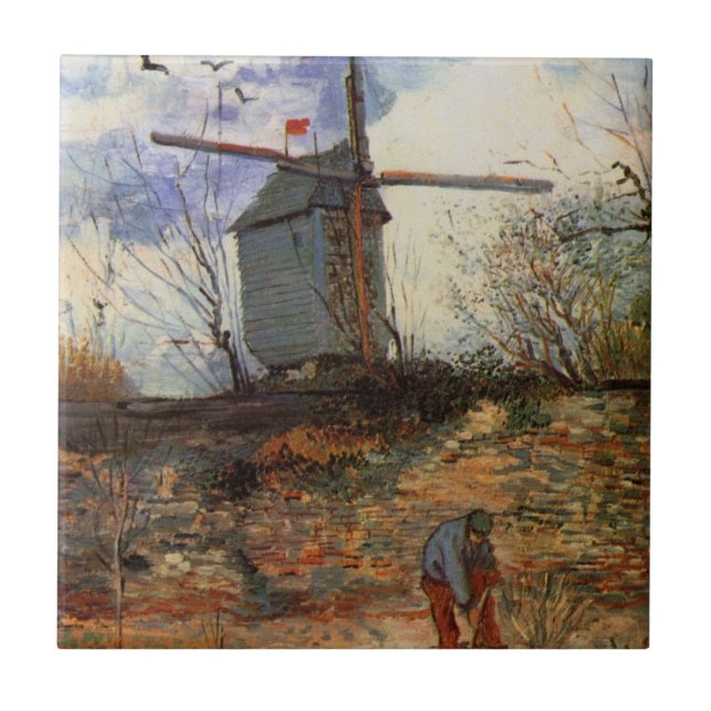Le Moulin de la Galette by Vincent van Gogh Ceramic Tile (Front)