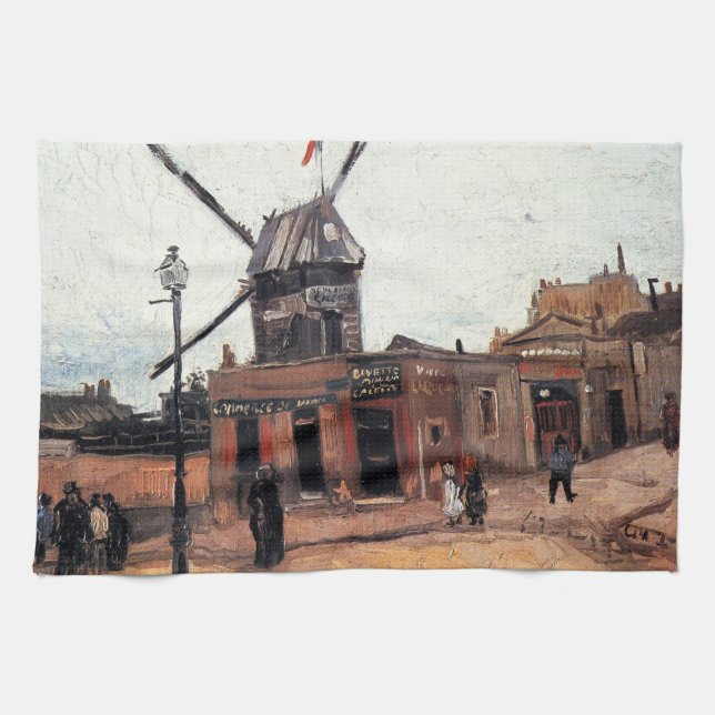 Le Moulin de la Galette by Vincent van Gogh Kitchen Towel (Horizontal)