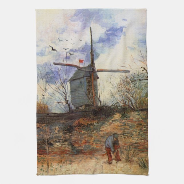 Le Moulin de la Galette by Vincent van Gogh Kitchen Towel (Vertical)
