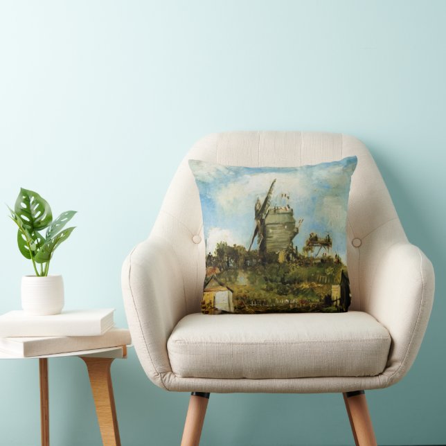 Le Moulin de la Galette by Vincent van Gogh Throw Pillow (Chair)
