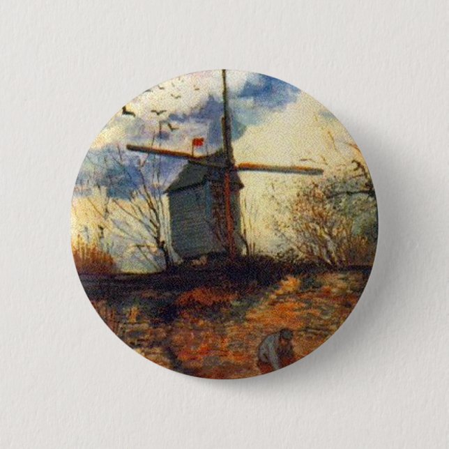 Le Moulin de la Galette Van Gogh Pinback Button (Front)