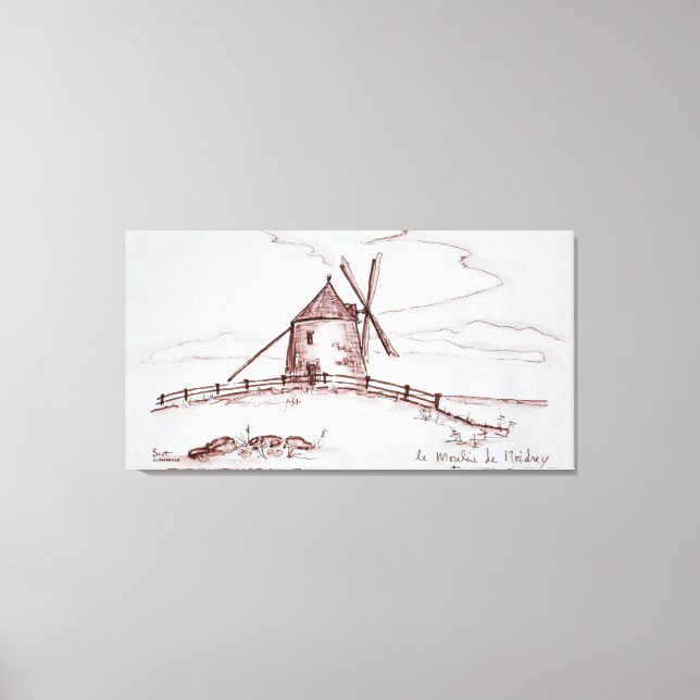 Le Moulin de Moidrey Windmill | Pontorson Canvas Print (Front)