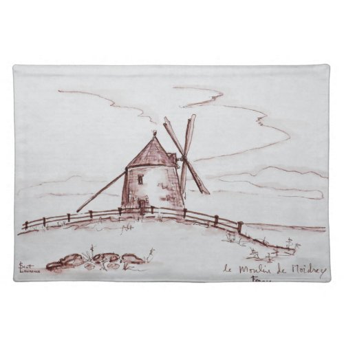 Le Moulin de Moidrey Windmill  Pontorson Cloth Placemat