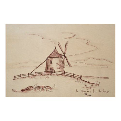 Le Moulin de Moidrey Windmill  Pontorson Wood Wall Decor