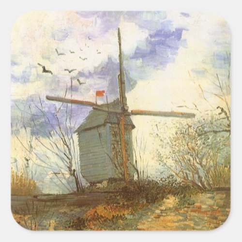 Le Moulin Galette by Vincent van Gogh Windmills Square Sticker