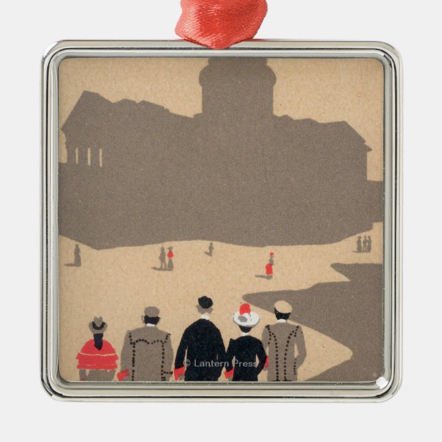 Le Pantheon Art Deco SceneParis, France Metal Ornament (Front)