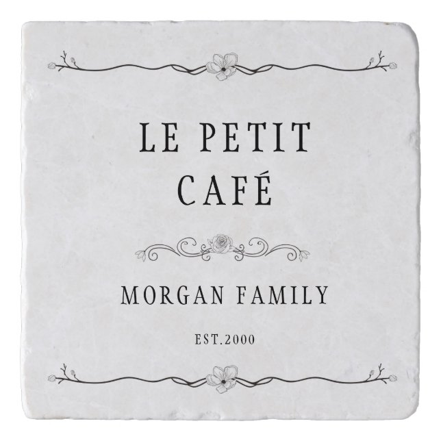 Le Petit Cafe Monogram Floral Trivet (Front)
