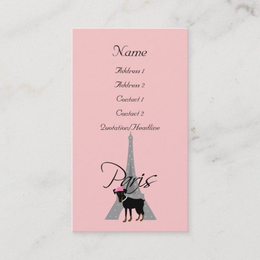 Customizable Le petit chien à Paris Business Card Templates