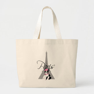 Le petit chien à Paris Large Tote Bag
