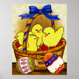 Le Petit Poule Easter Folk Art Poster