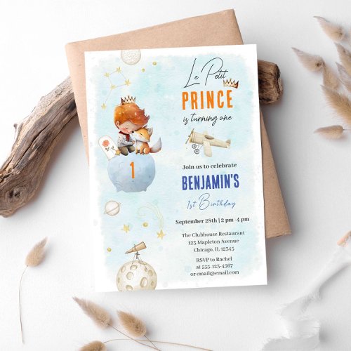 Le Petit Prince and Fox Boy Birthday Invitation