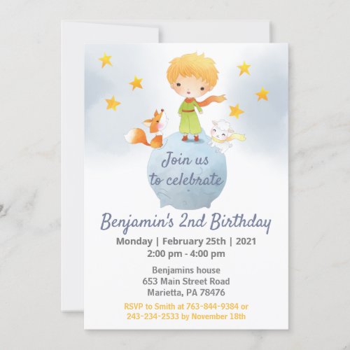 Le Petit Prince Birthday Party Invitation
