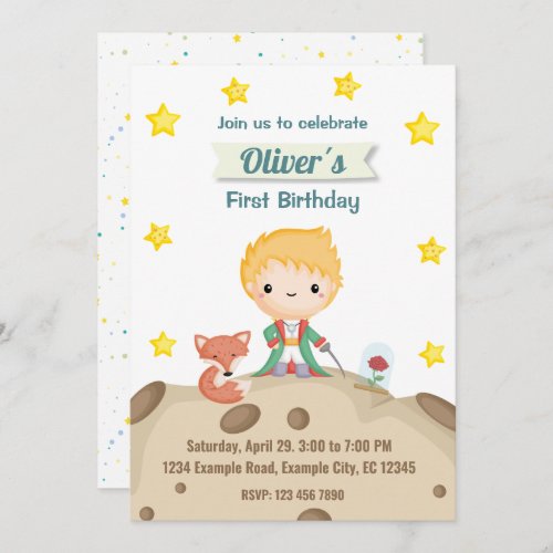 Le Petit Prince Little Prince Birthday Invitation