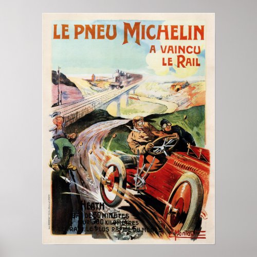 Le Pneu Michelin Tires Vintage Car Poster 1905